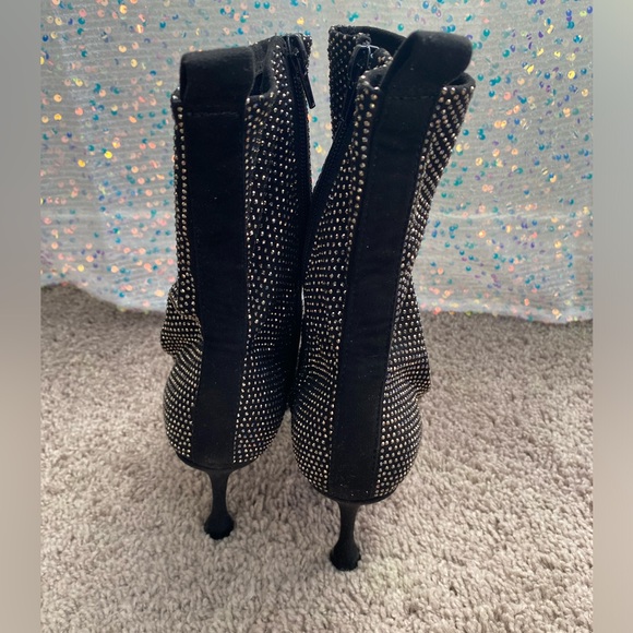 NWT ASOS Rhinestone embellished Short boots Black high heel sz 6 - Picture 6 of 7